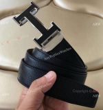 AAA Mens Leather Belt for Replica Hermes - Moveable Silver buckle